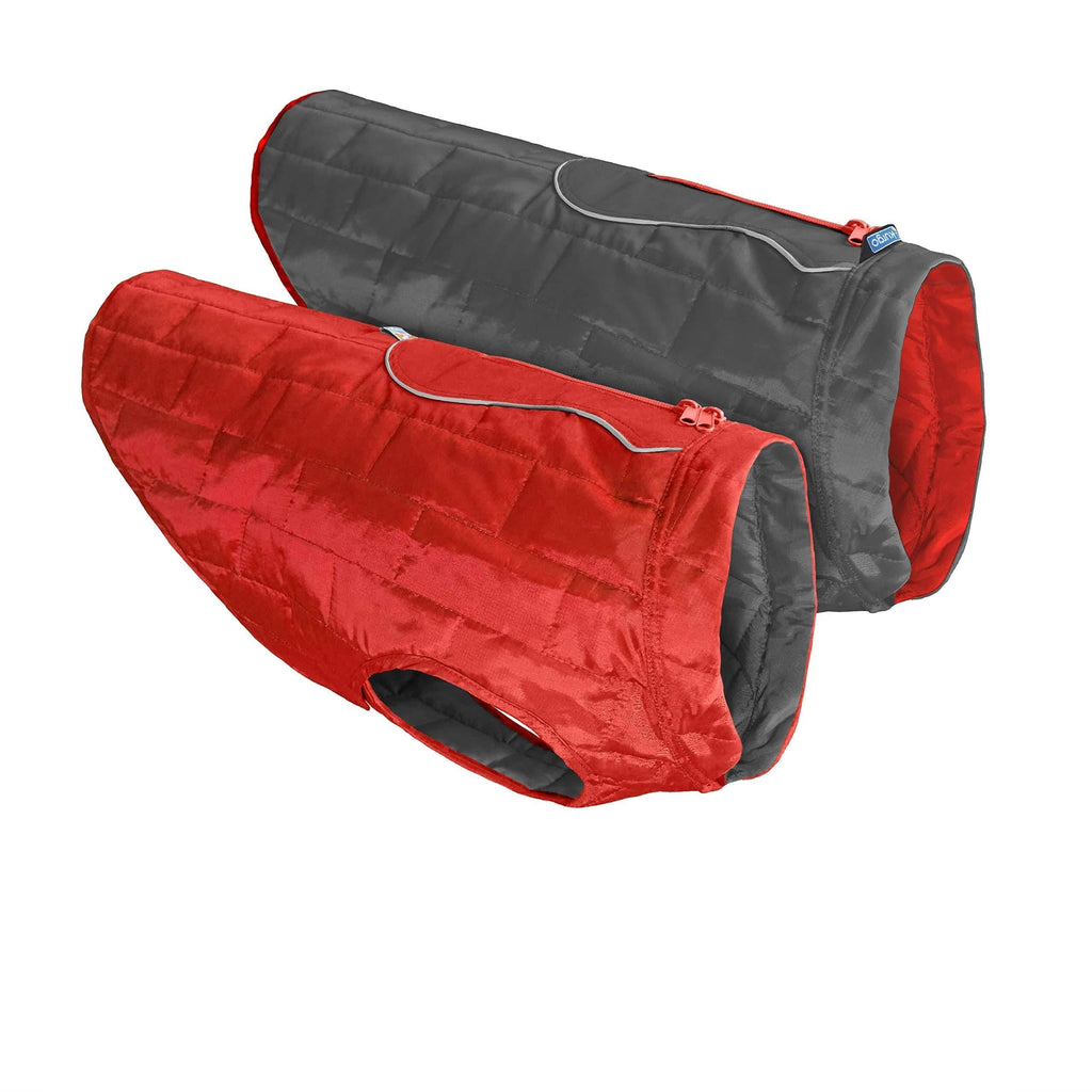 Kurgo Loft Dog Jacket and Reversible Dog Coat, Available in X-Small, Small, Medium, Large and X-Large Sizes S Chili Red/Charcoal - PawsPlanet Australia