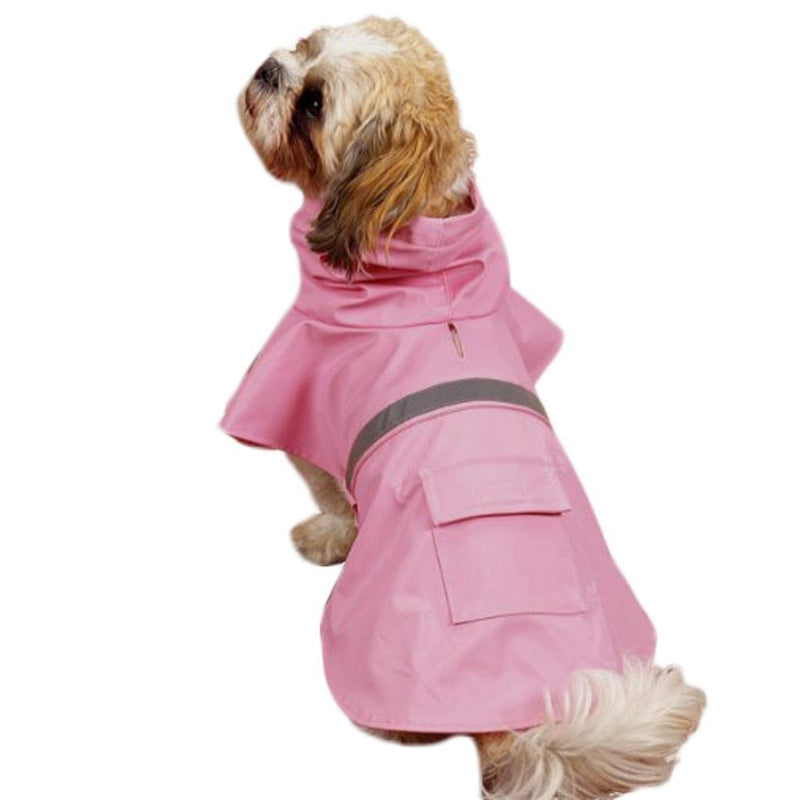 OCSOSO® Pet Dog Slicker Raincoat Gear Brite Rain Jackets Dog Cat Hooded with Reflective Band Multi Color for Choice (Pink, XS Back: 10"(25cm)) XS Back: 10"(25cm) Pink - PawsPlanet Australia