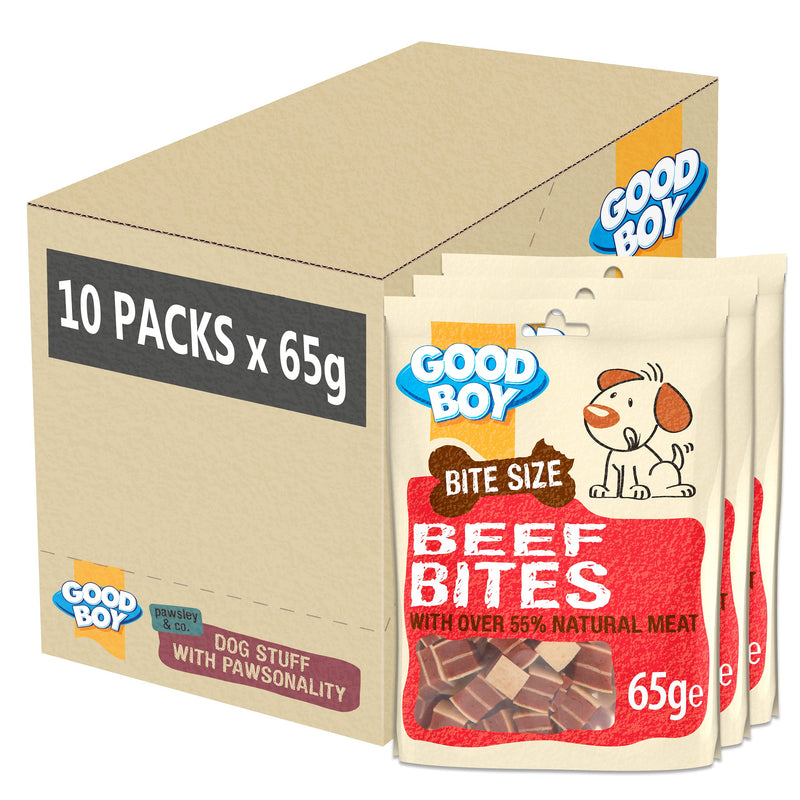 Good Boy - Bitesize Beef Bites - Dog Training Treats - Made with Over 55% Natural Meat - 65 g ? - Low Fat Dog Treats - Case of 10 Beef 1 Single - PawsPlanet Australia