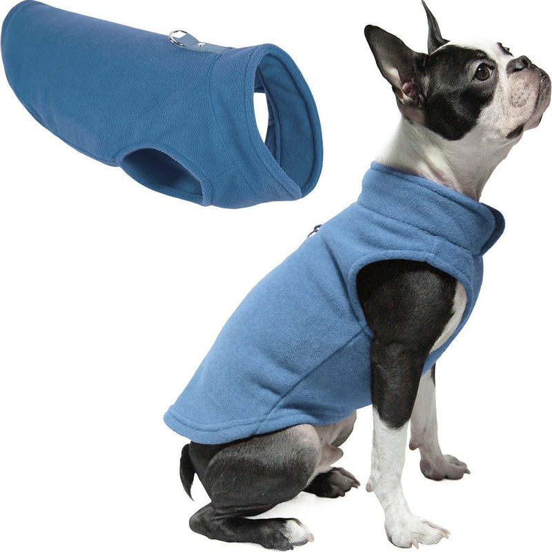 Gooby Fleece Vest Dog Sweater - Blue, Small - Warm Pullover Fleece Dog Jacket with O-Ring Leash - Winter Small Dog Sweater Coat - Cold Weather Dog Clothes for Small Dogs Boy or Girl Small chest (33.5 cm) - PawsPlanet Australia