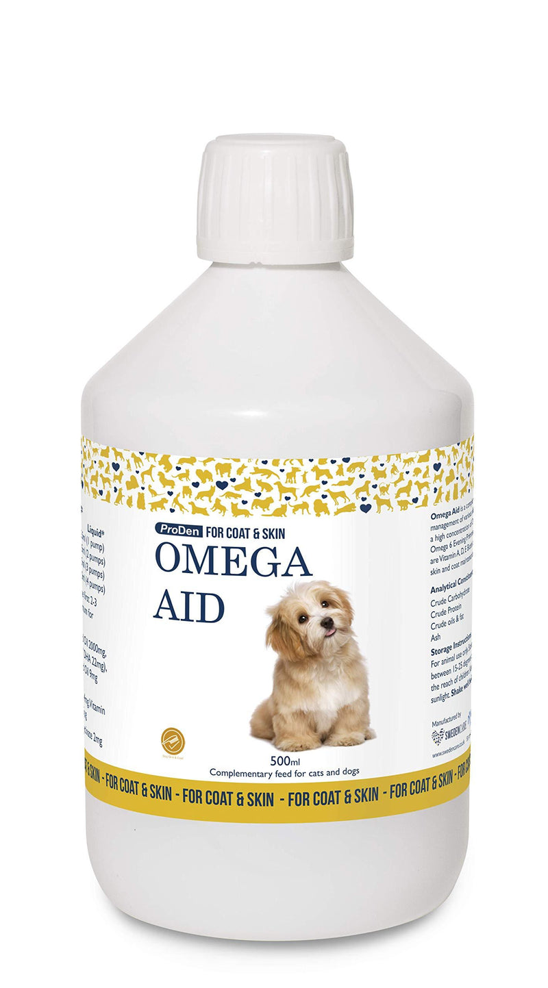 OmegaAid Omega 3 Supplement 500 ml, for Dogs and Cats, Skin and Coat Supplement - PawsPlanet Australia