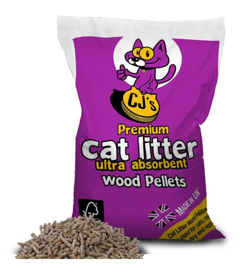 Cj's Premium Cat Litter Ultra Absorbent Wood Pellets Biodegradable 100% Virgin Wood Soft Animal Antimicrobial Litter and Bedding For Pets - 30 Litre 30 L - PawsPlanet Australia