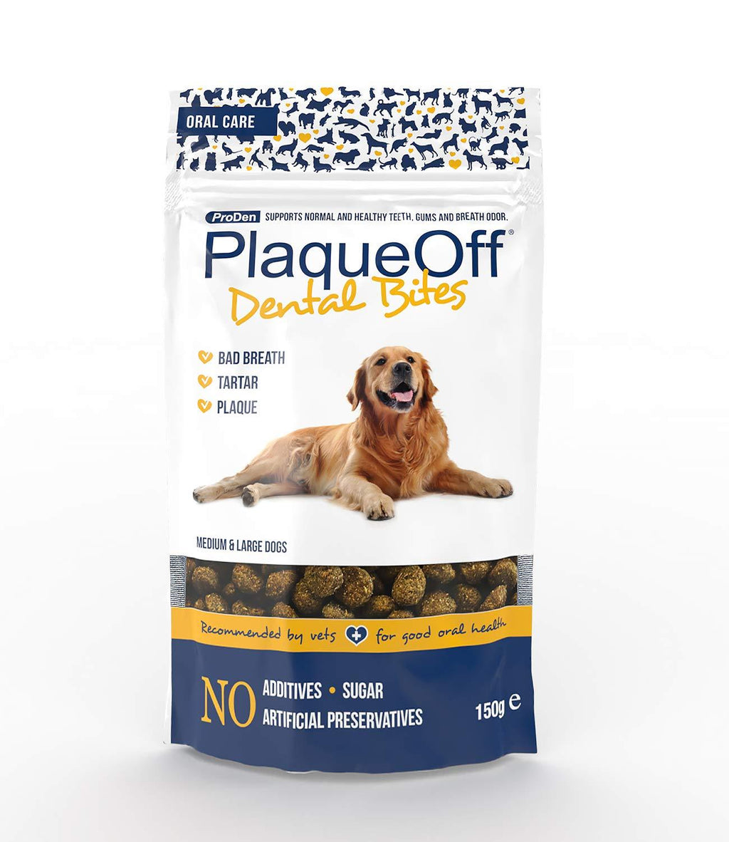 ProDen PlaqueOff Dental Bites 150 g, for Dogs Over 10 kg, Bad Breath, Plaque, Tartar 150 g (Pack of 1) - PawsPlanet Australia