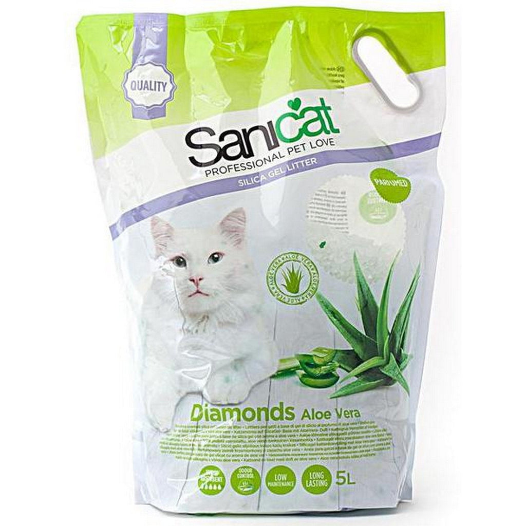 Sanicat Diamonds Aloe Vera Silica Gel 5 Litre Non Clumping Cat Litter - PawsPlanet Australia