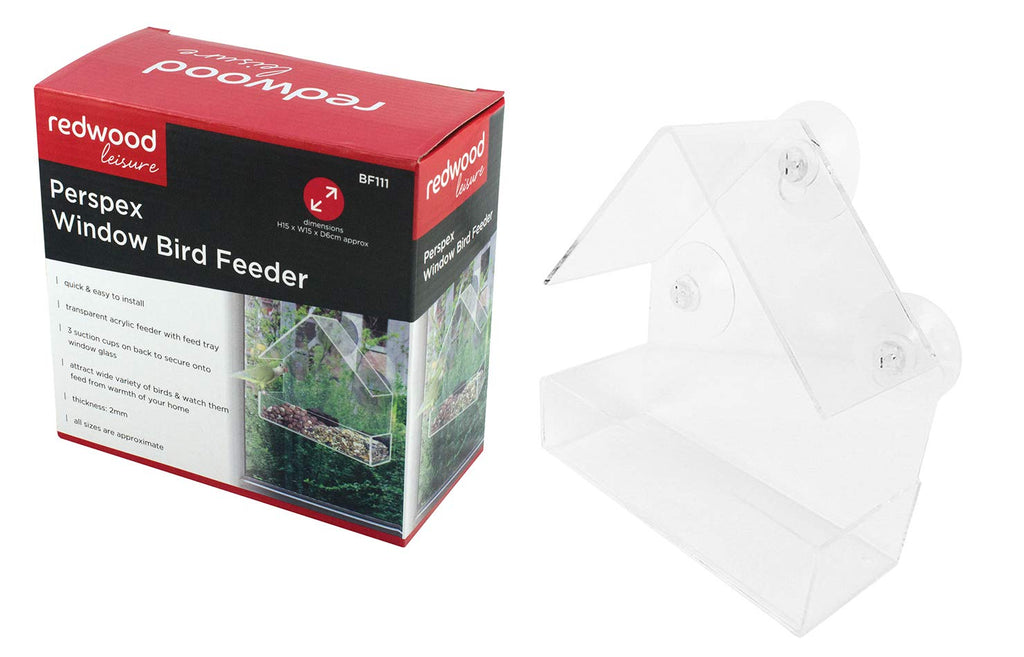 Redwood Leisure Window Bird Feeder Clear Perspex Hanging Bird Feeder With Suction Cup BB-BF111 1 Red - PawsPlanet Australia