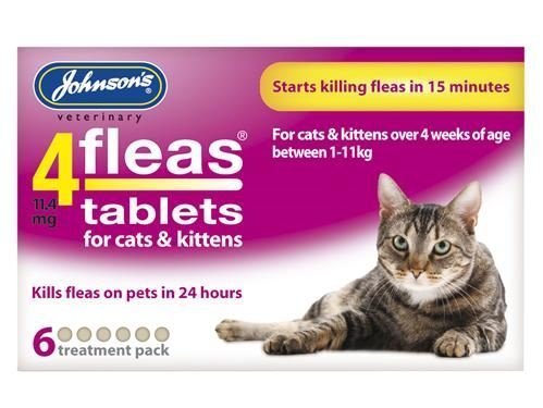 (2 Pack) Johnsons Vet - 4 Fleas Cat Flea Tablets - 6 Tab - PawsPlanet Australia