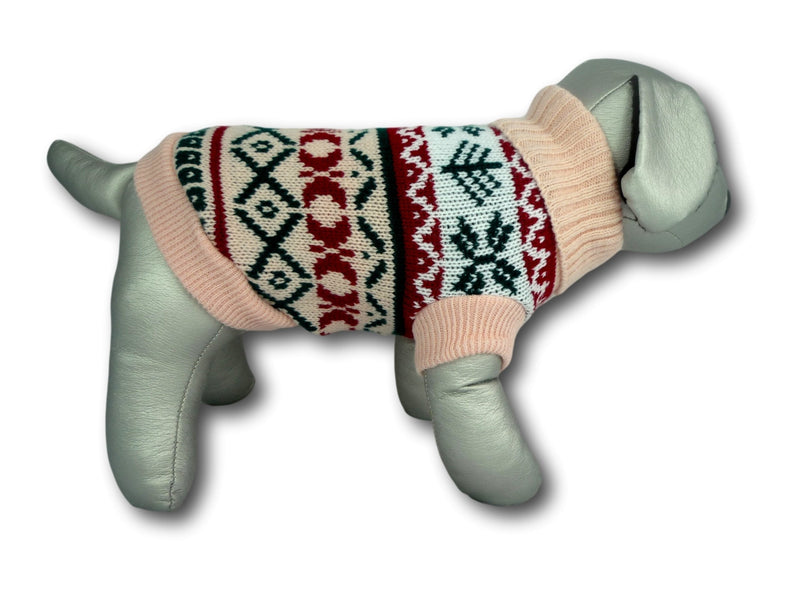 Cara Mia Dogwear Pink Norwegian Knit Jumper Sweater (teacup to small breed dogs) (L) L - PawsPlanet Australia