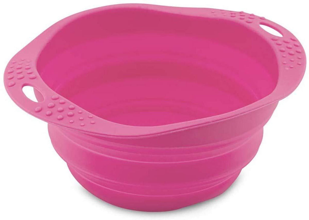 Beco Travel Bowl - Collapsable Silicone Food and Water Bowl for Dogs - M - Pink Medium - PawsPlanet Australia