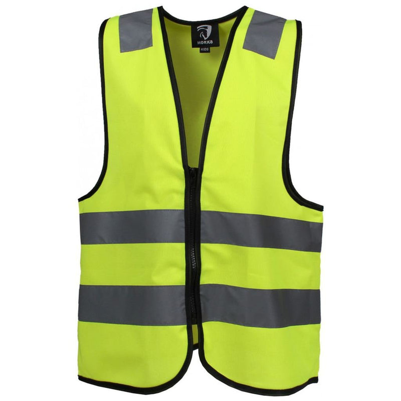 Horka Vest With Elastic Fluorescent & Reflective Lightweight Horse Rider Safety Yellow XS - PawsPlanet Australia