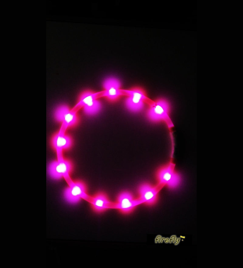 FIREFLY® Halo USB Rechargeable – Dog Cat Safety Collar Flashing LED - One Size for All 70cm - PINK (Pink Halo) Pink Halo - PawsPlanet Australia