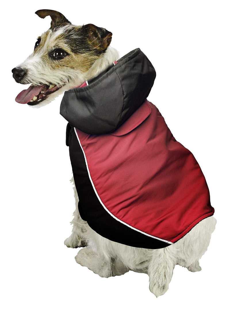 Pistachio Pet All Weather Dog Coat - Double Layer, Waterproof Fleece-lined With Detachable Hood (Medium, Red/Black) M - PawsPlanet Australia