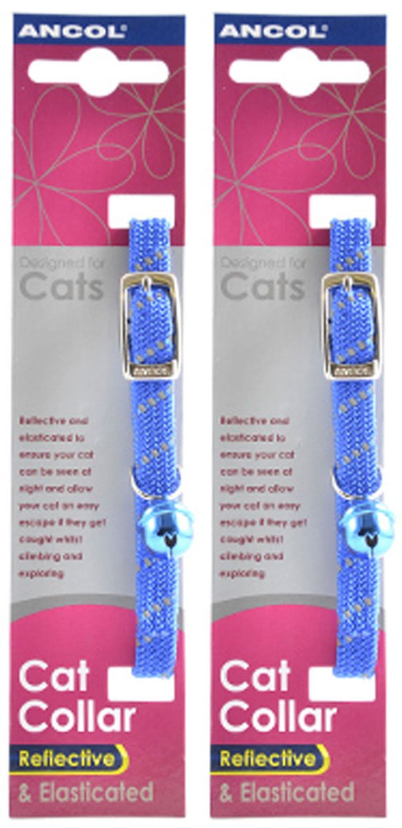 (2 Pack) Ancol - Reflective Softweave Cat Collar Blue - PawsPlanet Australia