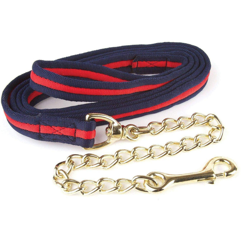 Hy Soft Webbing Lead Rein with Chain - Navy/Red - 2m - PawsPlanet Australia