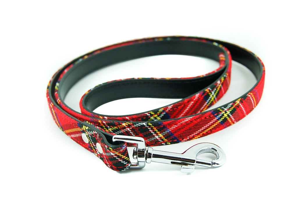 Pet Palace SALE Tartan Plaid fabric Dog Lead for dogs proud of their heritage (RED) red - PawsPlanet Australia