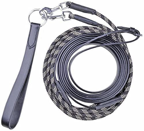 HKM Draw Reins 4153 Black/Brown Leather Training Rope All Sizes & Colours Cob/Full - PawsPlanet Australia