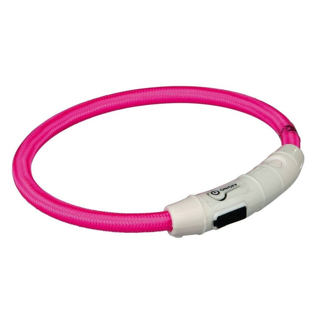 Safer Life Flash light ring USB, X-Small/Small 35 cm/7 mm, Pink XS-S: 35cm - PawsPlanet Australia