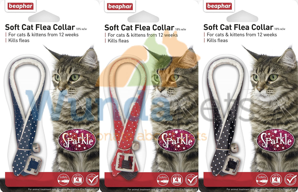 BEAPHAR SPARKLE CAT KITTEN FLEA TREATMENT COLLAR WITH BELL 3 PACK UP TO 1 YEARS PROTECTION - PawsPlanet Australia