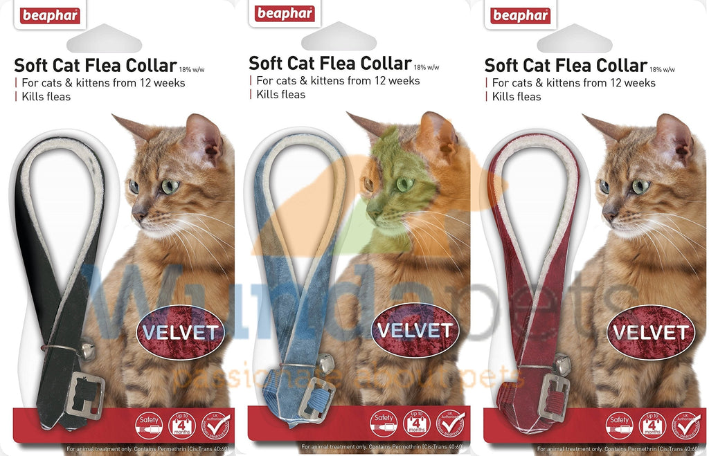 BEAPHAR VELVET CAT KITTEN FLEA TREATMENT COLLAR WITH BELL 3 PACK UP TO 1 YEARS PROTECTION - PawsPlanet Australia