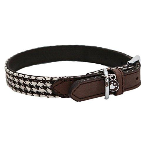 Rosewood Wag-N-Walk Designer Brown Houndstooth Dog Collar, Large - PawsPlanet Australia