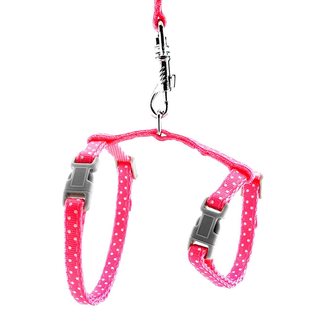 SMALLLEE_LUCKY_STORE Pet Cat Harness and Lead Leash Set Polka Dots Collar Chest Strap Adjustable Escape Proof Walking Training for Kitten Puppy Rabbit,Pink polka dots-pink - PawsPlanet Australia