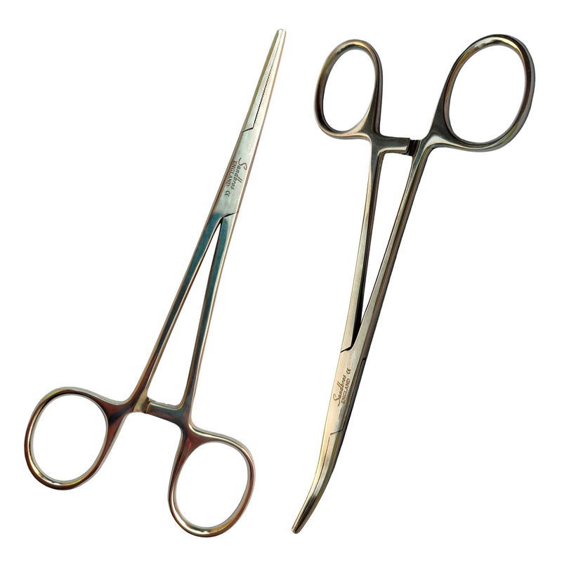 Sandbros Set of New stainless steel pet grooming hemostat Groomer dog ear fur puller(Straight and Curve csf) - PawsPlanet Australia