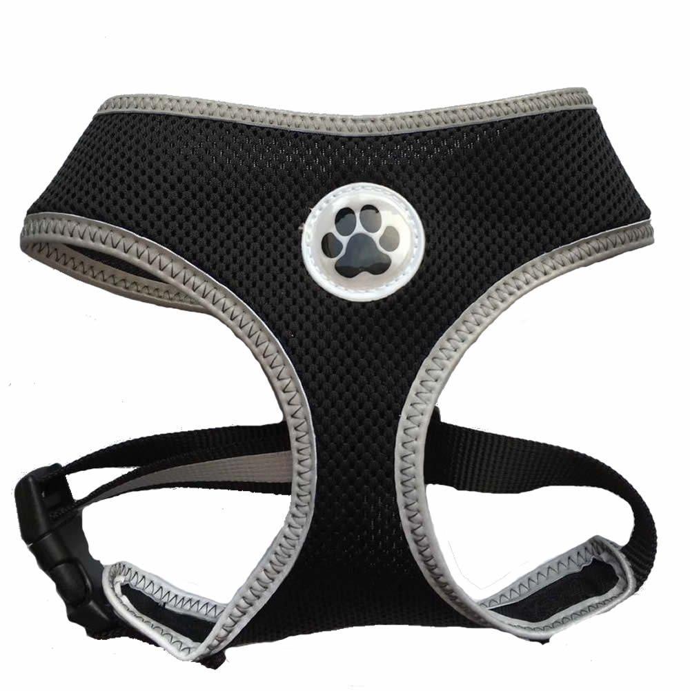 Lanyar Reflective Mesh Soft Dog Harness Safe Harness No Pull Pet Harnesses for Dogs,Size Runs Smaller,Small Fits 2-4lbs,Medium 6-10lbs Small Size: Neck 8" Black - PawsPlanet Australia