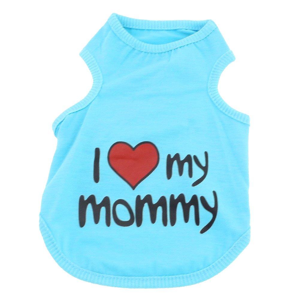 SMALLLEE_LUCKY_STORE I Love My Mommy Daddy Dog T shirt for Small Dogs Summer Tank Vest Puppy Sleeveless Shirt Chihuahua Shih Tzu Clothes,Blue,Medium M Blue - PawsPlanet Australia