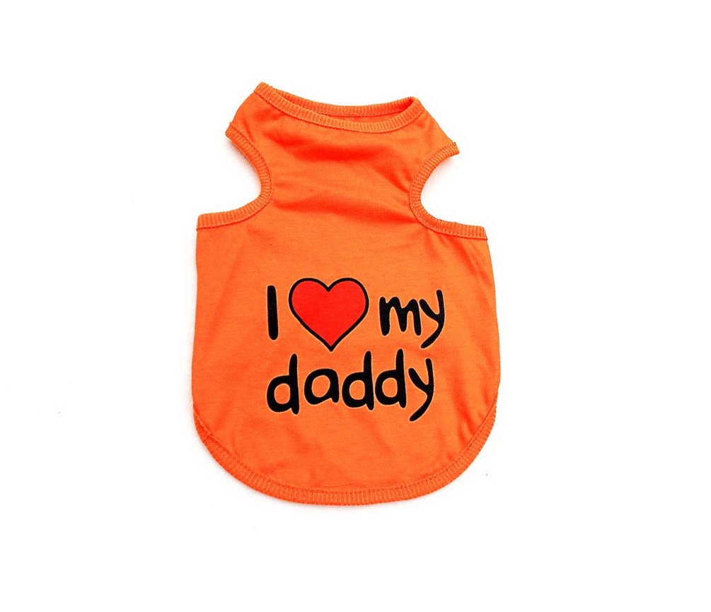 SMALLLEE_LUCKY_STORE I Love My Mommy Daddy Dog T shirt for Small Dogs Summer Tank Vest Puppy Sleeveless Shirt Chihuahua Shih Tzu Clothes,Orange,Small S Orange - PawsPlanet Australia