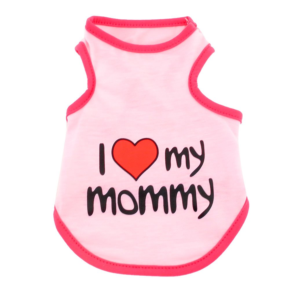 SMALLLEE_LUCKY_STORE I Love My Mommy Daddy Dog T shirt for Small Dogs Summer Tank Vest Puppy Sleeveless Shirt Chihuahua Shih Tzu Clothes,Pink,Small S Pink - PawsPlanet Australia