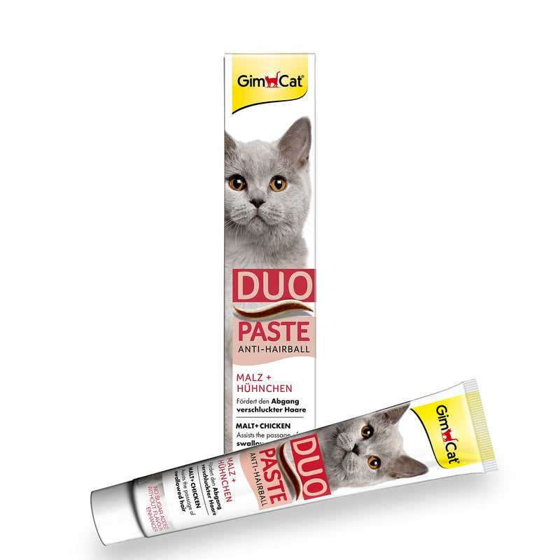 GimCat Duo Paste Anti-Hairball Malt and Chicken - This cat snack promotes the natural passage of ingested hair - 1 tube (1 x 50 g) - PawsPlanet Australia