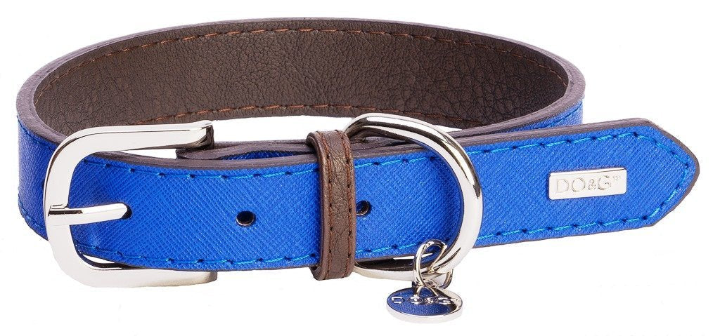 DO&G Leather Collection Collar, Small, Navy - PawsPlanet Australia
