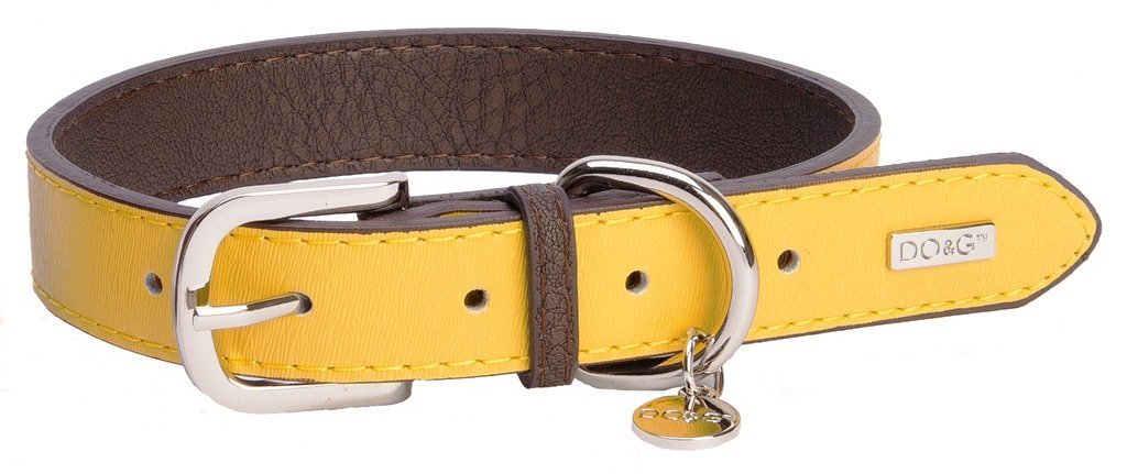 DO & G Leather Collection Dog Collar, Medium, Yellow - PawsPlanet Australia