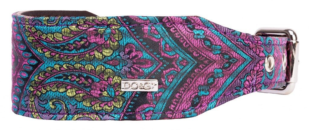 DO & G Oriental Silks Unique Leather and Dog Collar, Paisley Style - PawsPlanet Australia