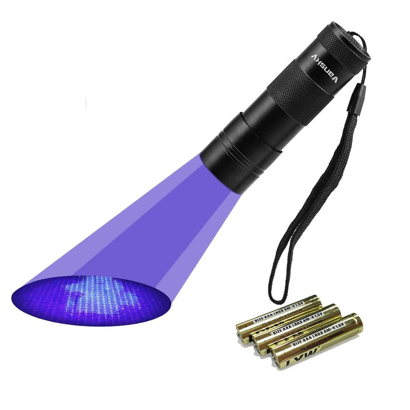 Vansky UV Torch, Black Light Pets Urine Detector 12Led UV Blacklight, UV Flashlight Find Dry Stains on Carpets/Rugs/Floor, 3 x AAA Batteries Included - PawsPlanet Australia