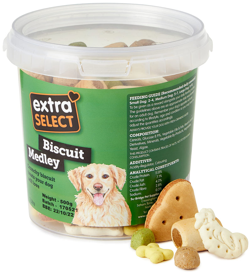 Extra Select Biscuit Medley Dog Treat Biscuits in a 450 gm Bucket (approx 180 biscuits) 1 l (Pack of 1) - PawsPlanet Australia