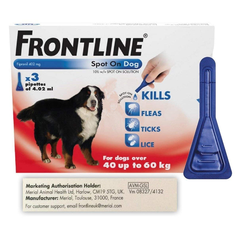 FRONTLINE Dog Spot On Flea Treatment Dog 40-60kg pack of 3x4.02ml - PawsPlanet Australia