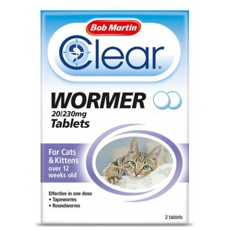 Bob Martin Clear Wormer Tablets for Cats and Kittens over 12 Weeks Old - 2 Tablets - PawsPlanet Australia