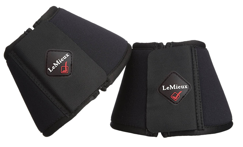 LeMieux Soft Shell Over Reach Horse Boots with Neoprene Lining and Lycra Binding - Equestrian Protection Footwear Medium Black - PawsPlanet Australia