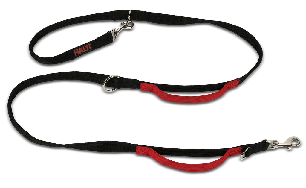 HALTI Control Lead, Black, Large 1 Count (Pack of 1) Black with Red Handles - PawsPlanet Australia