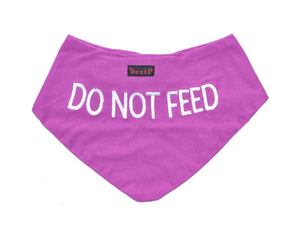 DO NOT FEED Purple Dog Bandana Quality Personalised Embroidered Message. Neck Scarf Fashion Accessory. PREVENTS Accidents By Warning Others Of Your Dog In Advance - PawsPlanet Australia