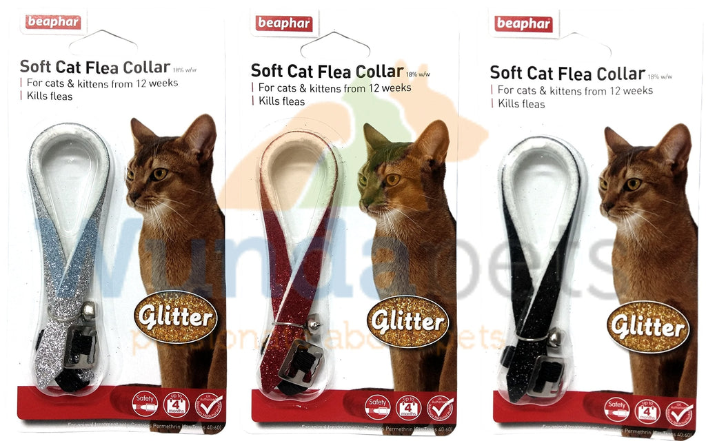 BEAPHAR GLITTER CAT KITTEN FLEA TREATMENT COLLAR WITH BELL 3 PACK UP TO 1 YEARS PROTECTION - PawsPlanet Australia