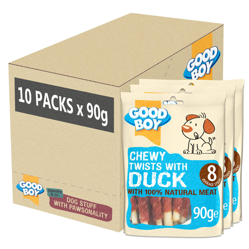 Good Boy - Chewy Twists with Duck - Dog Treats - Made with 100% Natural Duck Breast Meat - 90 g ? - Gluten Free Dog Treats - Case of 10 - PawsPlanet Australia