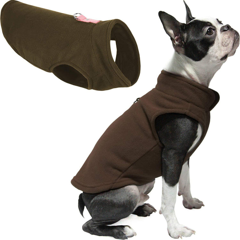 Gooby Fleece Vest Dog Sweater - Brown, X-Large - Warm Pullover Fleece Dog Jacket with O-Ring Leash - Winter Small Dog Sweater Coat - Cold Weather Dog Clothes for Small Dogs Boy or Girl X-Large chest (56 cm) - PawsPlanet Australia
