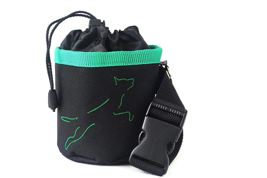 DOG TREAT BAG with a BELT/POUCH/SACHET/BAG for dogs snacks HAND MADE DOG TREAT POUCHES Puppy Training Genuine DogDirect London colourful (Black-dark green) C1 Black-dark green - PawsPlanet Australia