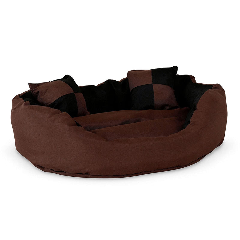 dibea Warm Basket Tearproof/Waterproof Cushion Dog/Cat Bed with Pillow, 65 x 50 x 20 cm, Black/Brown black / brown 65x50x20 cm - PawsPlanet Australia