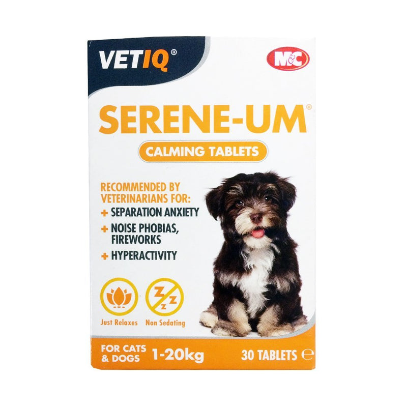 VetIQ Serene-UM for Dogs & Cats 30 tablets:non-sedating nutritional supplementtailored to encourage a calming and relaxing effect. - PawsPlanet Australia