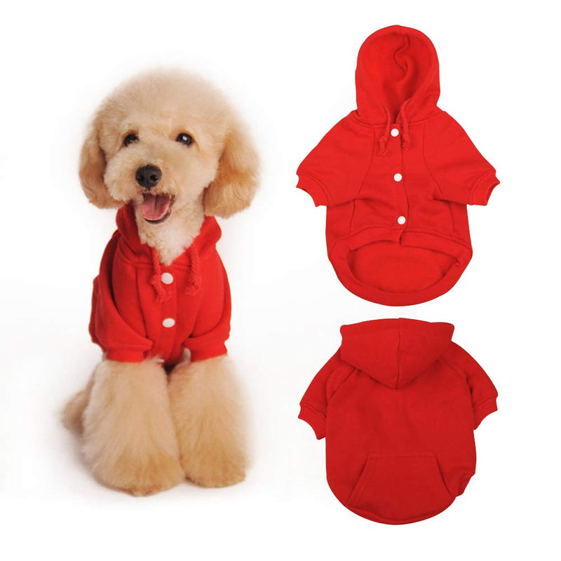 EASTLION Dog Cat Hoodie Warm Sweater Cotton Pullover Pet Clothes Apparel for Puppy Small Dogs Cats,Red XL Red - PawsPlanet Australia