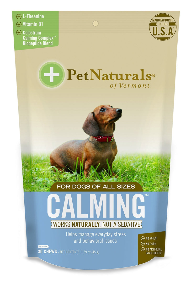 Pet Naturals® of Vermont - Calming for Dogs, Natural Behavior Support for Stress Inducing Events, 30 Bite-Sized Chews Includes Naturally Sourced Anxiety Calming Ingredients - PawsPlanet Australia