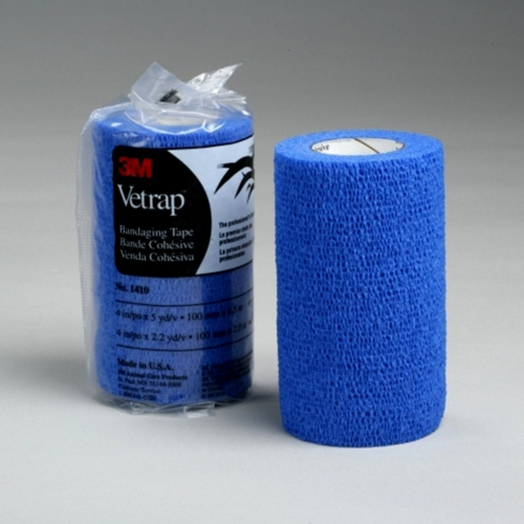 3m Vetrap 10cm x 4.5m. Pack x 4 Bandages. Cohesive Horse Wrap (Blue) - PawsPlanet Australia