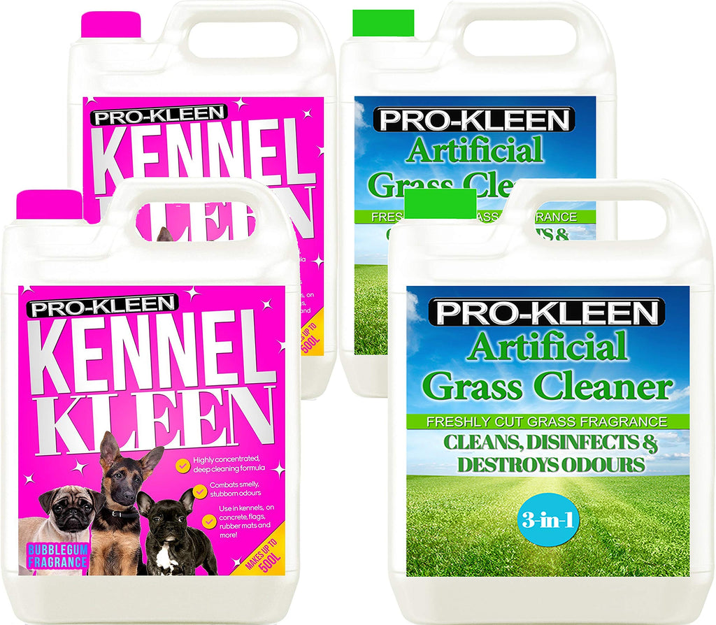 Pro-Kleen Kennel Disinfectant, Cleaner & Deodoriser (Bubblegum Fragrance) - 10L Pack - Tested according to DVG (German Veterinary Medical Society) & 10L Artificial Grass Cleaner - PawsPlanet Australia